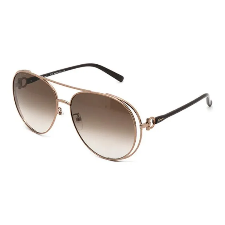 FERRAGAMO Oval Sunglasses Women's Brown