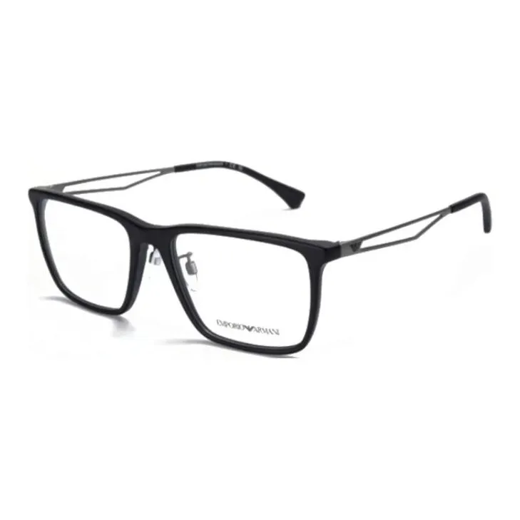 EMPORIO ARMANI Plate And Metal Rectangular Eyeglass Frames Men's Black