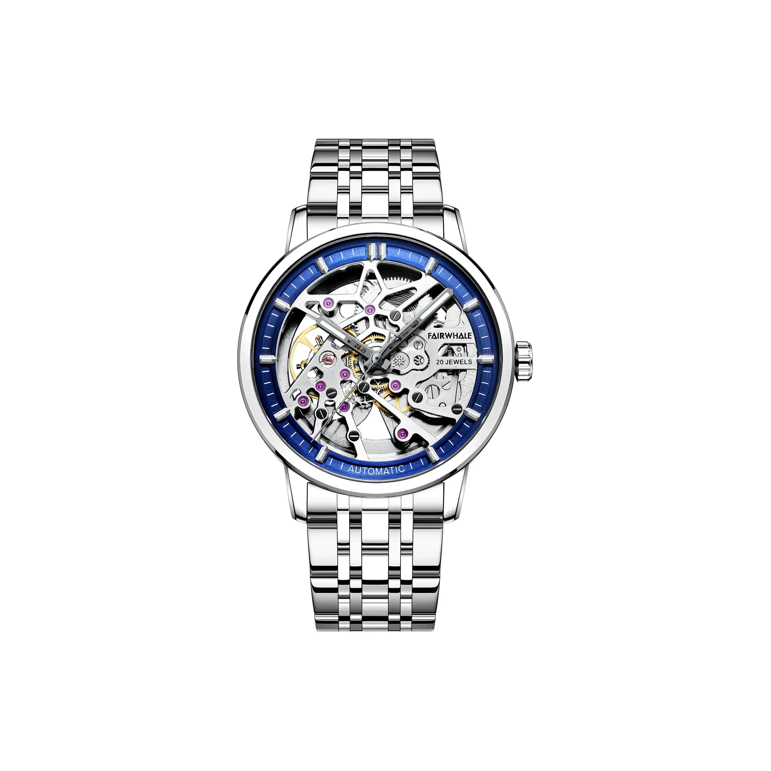 FAIRWHALE Автоматический Механический Механизм Мужские Часы 34мм*34мм*10мм Серебряный