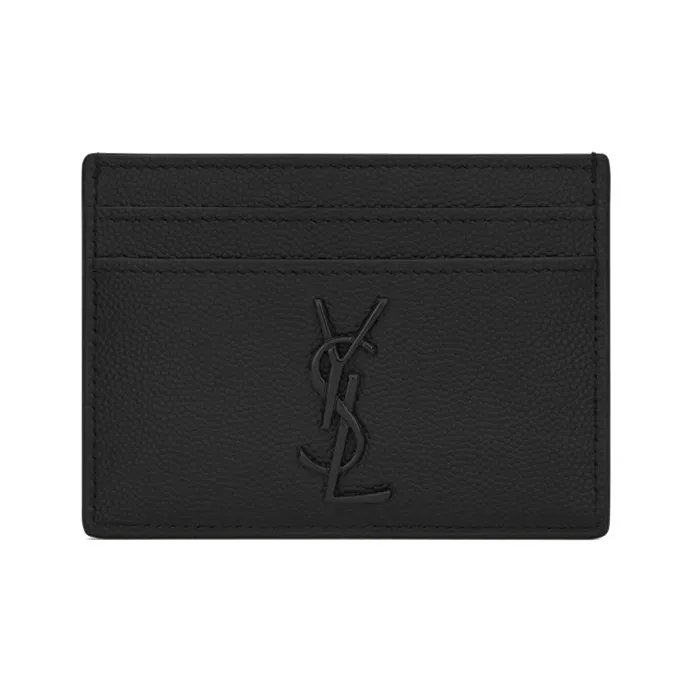 SAINT LAURENT Монограм CASSANDRE Тисненая кожа Картхолдер Мужской Черный