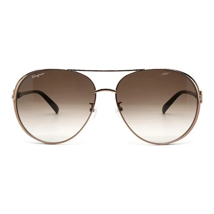 FERRAGAMO Oval Sunglasses Women's Brown