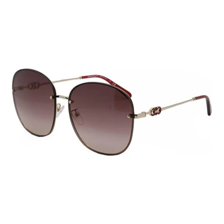 FERRAGAMO Metal Irregular Shape Sunglasses Women's Black