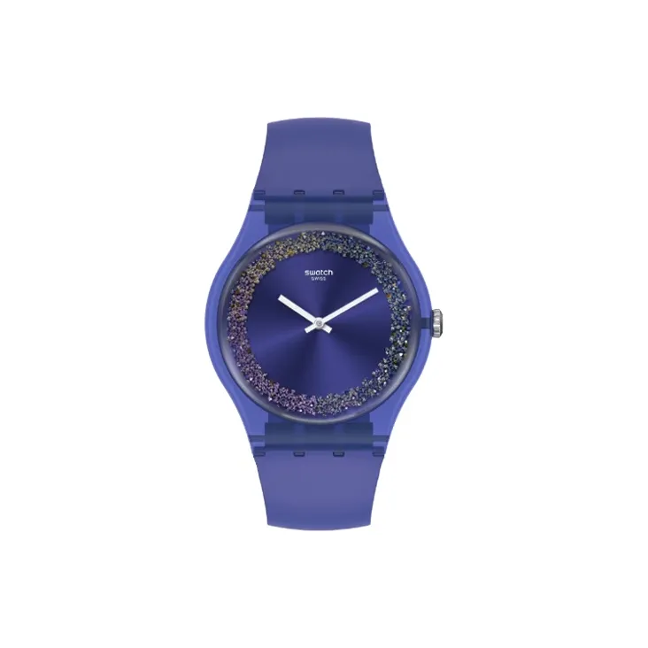 SWATCH ORIGINALS Collection Кварцевый механизм Унисекс Часы 47 мм Фиолетовый циферблат Часы Пластиковый корпус Часы Силиконовый ремешок