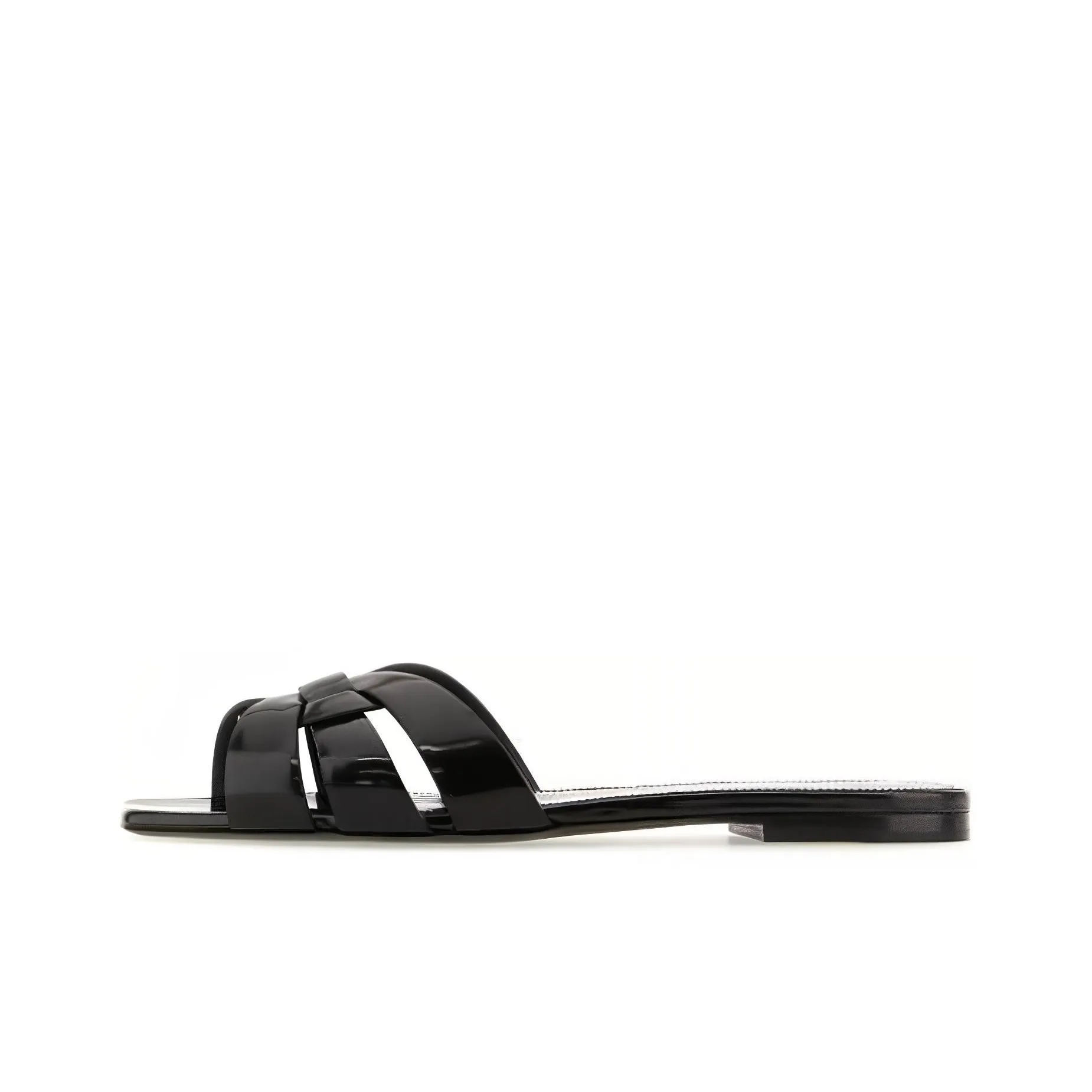 SAINT LAURENT Tribute Leather Flat Sandals