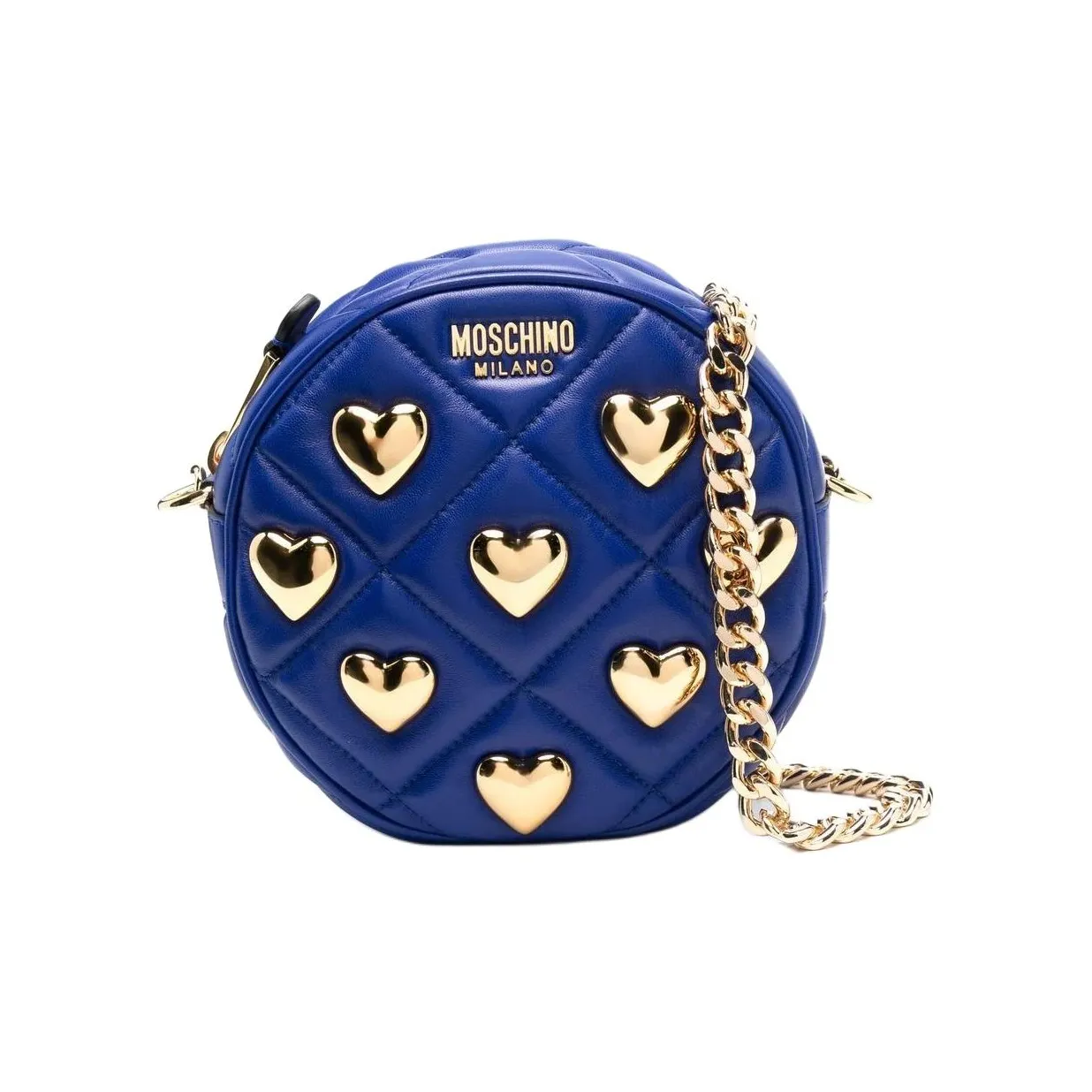 MOSCHINO Sheepskin Small Round Bag, Shoulder Bag, Crossbody Bag Women's Royal Blue