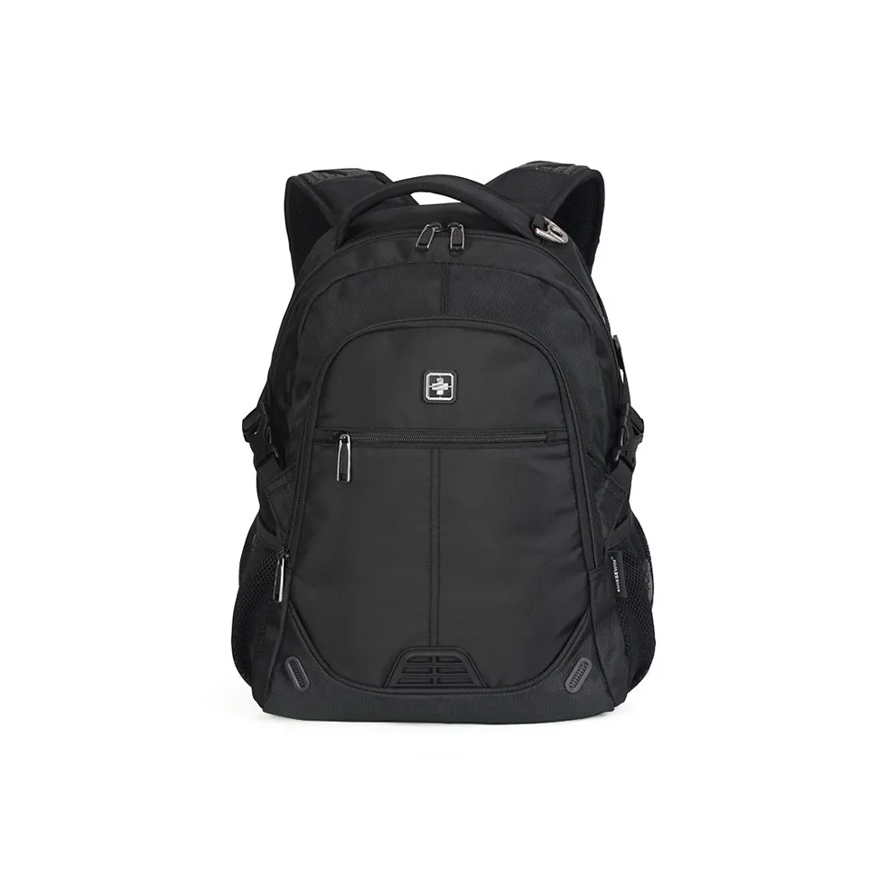 SUISSEWIN Fabric Color Block Students Backpack Regular Unisex Black/Blue