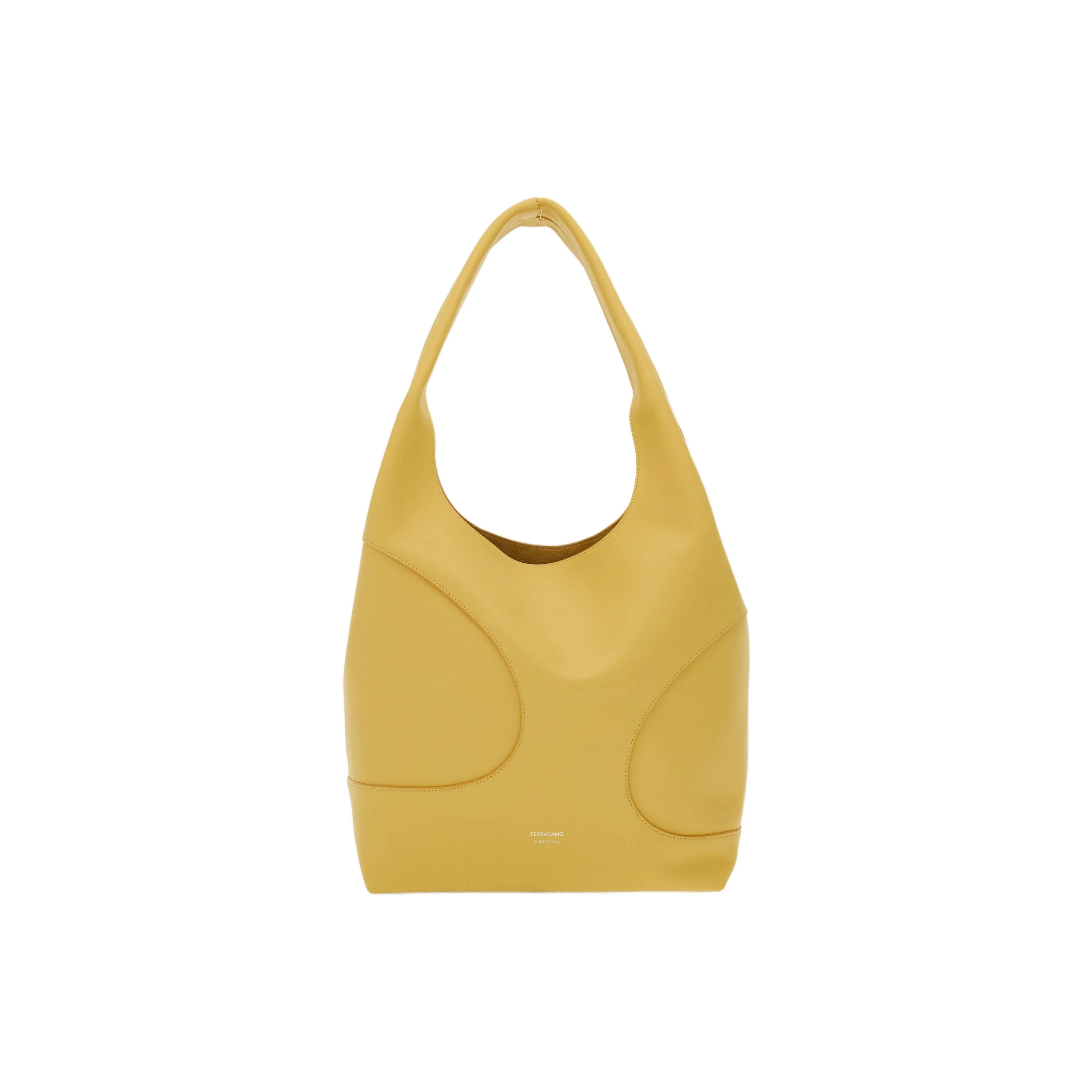 FERRAGAMO Calfskin With Suede Hobo Bag, Handbag, Shoulder Bag Women's Yellow