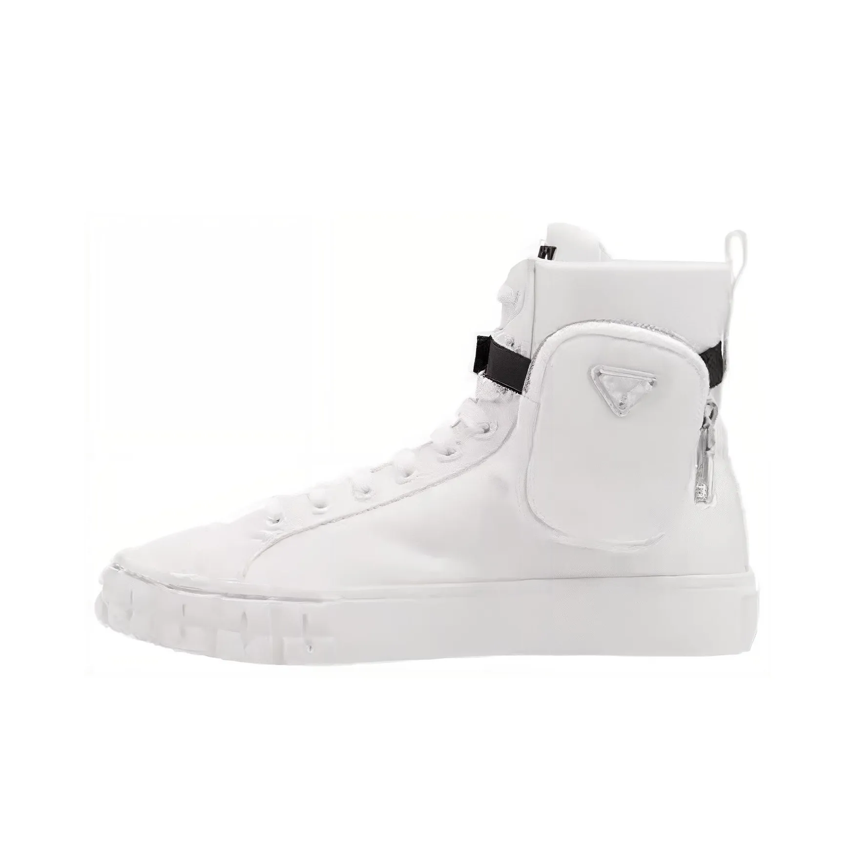 PRADA Wheel Re Nylon High Top Stylish Skateboarding Shoes Women's White