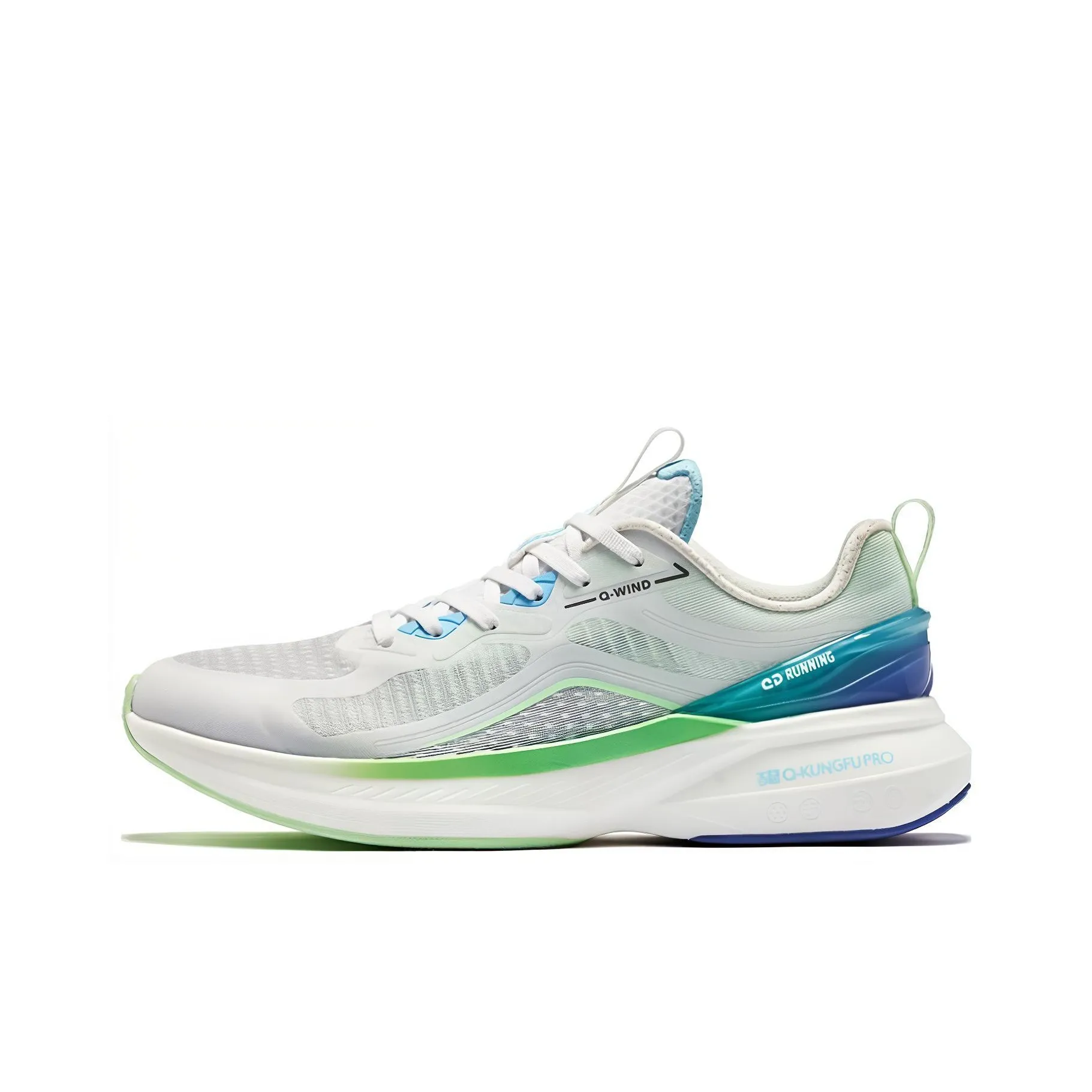 QIAODAN Popularity 12 Shock Absorbers Slip Resistant Low Top Running Shoes Men's White Green