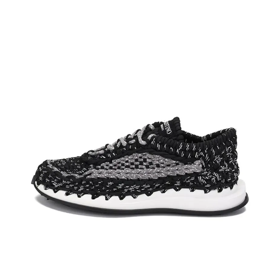 Valentino Crochet Wear resistant And Lightweight Low Top Casual Shoes Men's Black