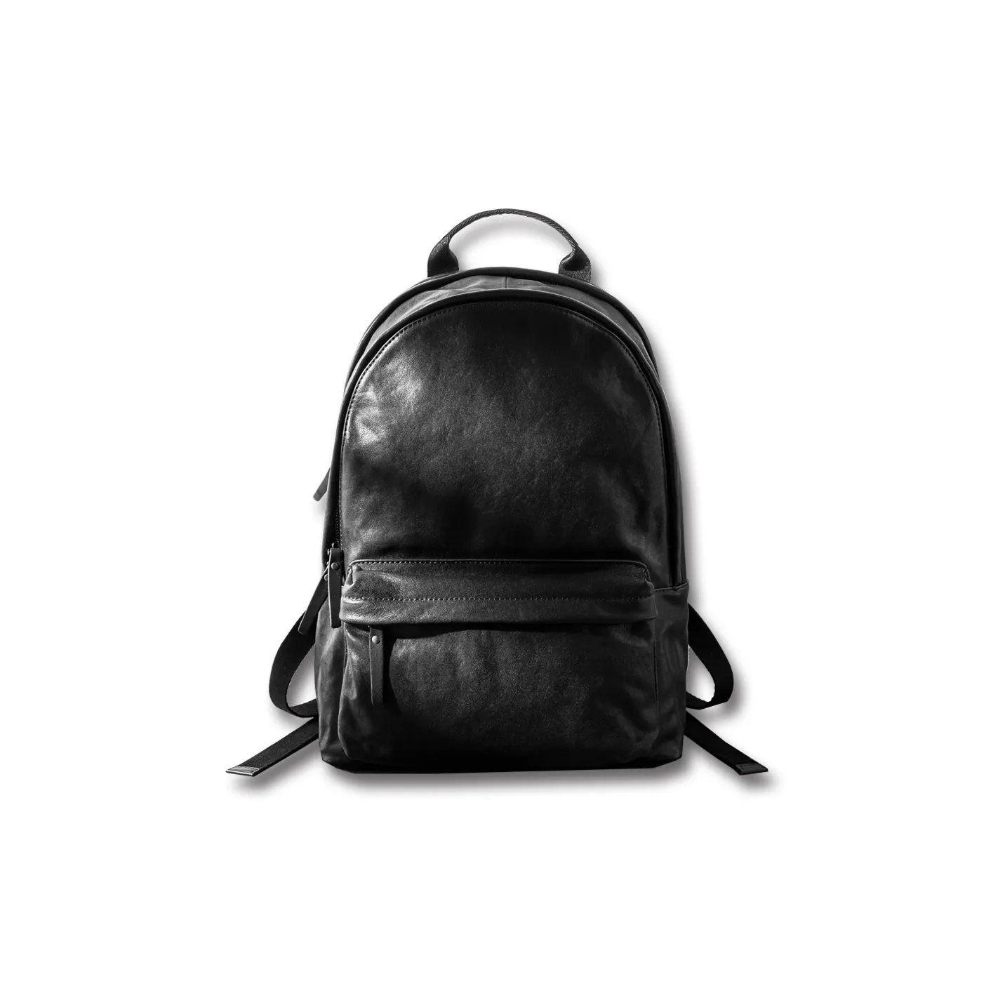Back Step Top Grain Vegetable Tanned Cow Leather Double Shoulder Computer Travel Large Size Unisex Black
