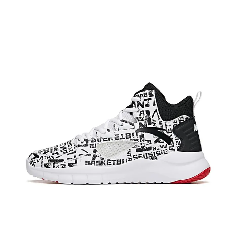 ANTA Амортизация противоскользящее покрытие устойчивое к истиранию высокий топ баскетбольные кроссовки мужской белый черный