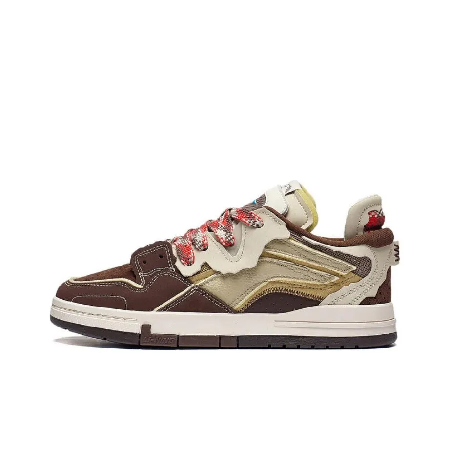 LiNing Wave PRO Cushioning, Wear Resistant Low Top Skateboard Shoes Men's Brown Yellow