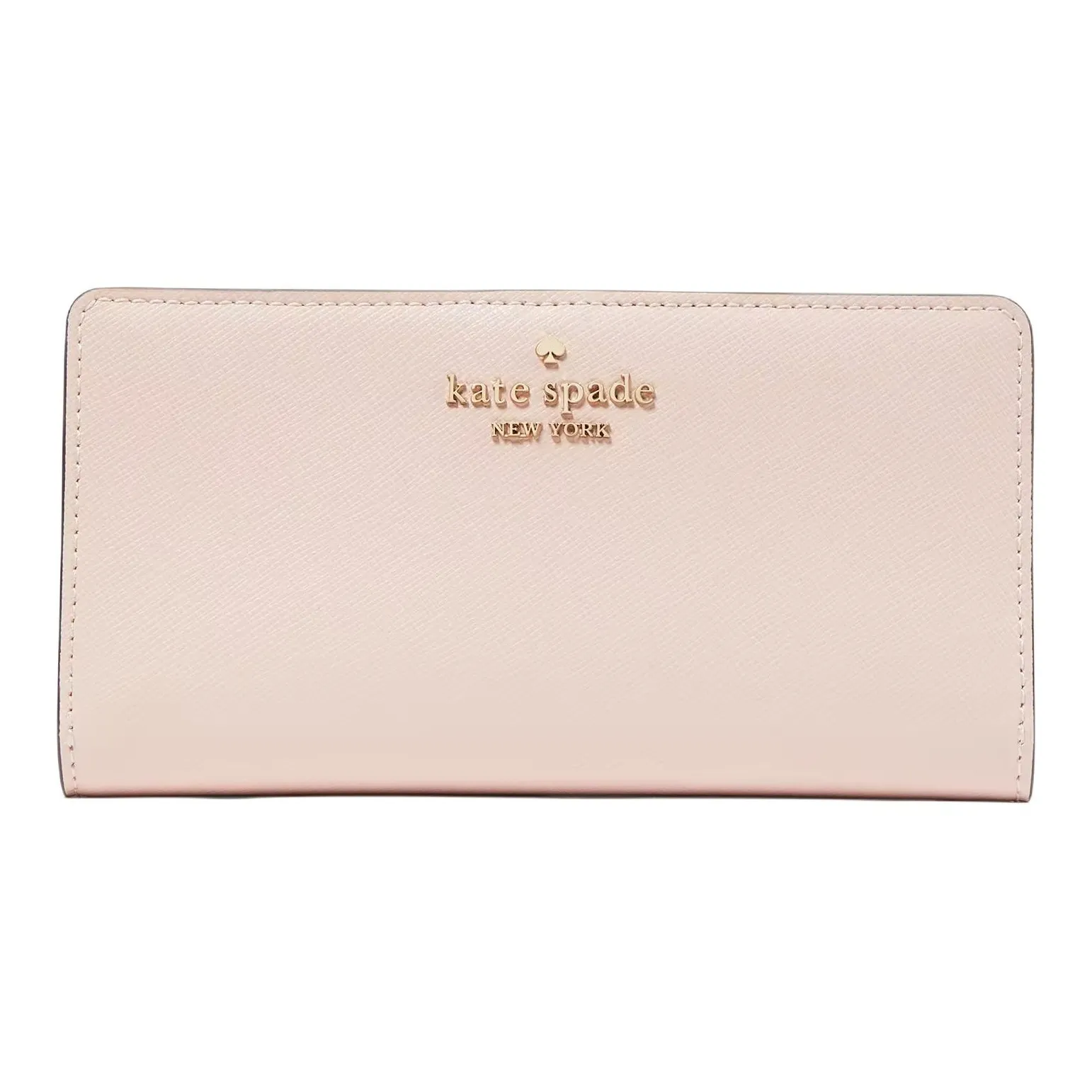 Kate Spade Cross Grain Leather Wallet Large Size Women's Conch Pink