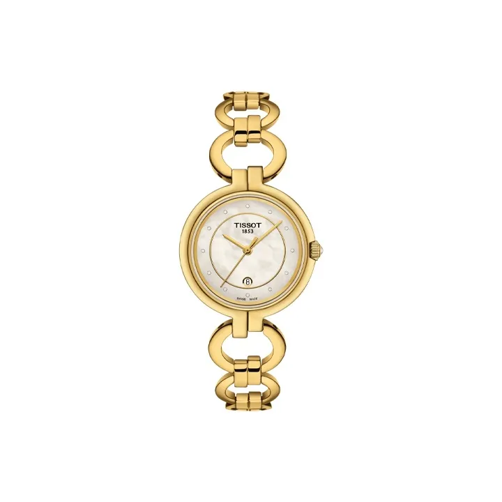 TISSOT Quartz Механизм Женские часы 30MM Жемчужная раковина Циферблат часов Цвет Нержавеющая сталь Корпус Нержавеющая сталь Ремешок