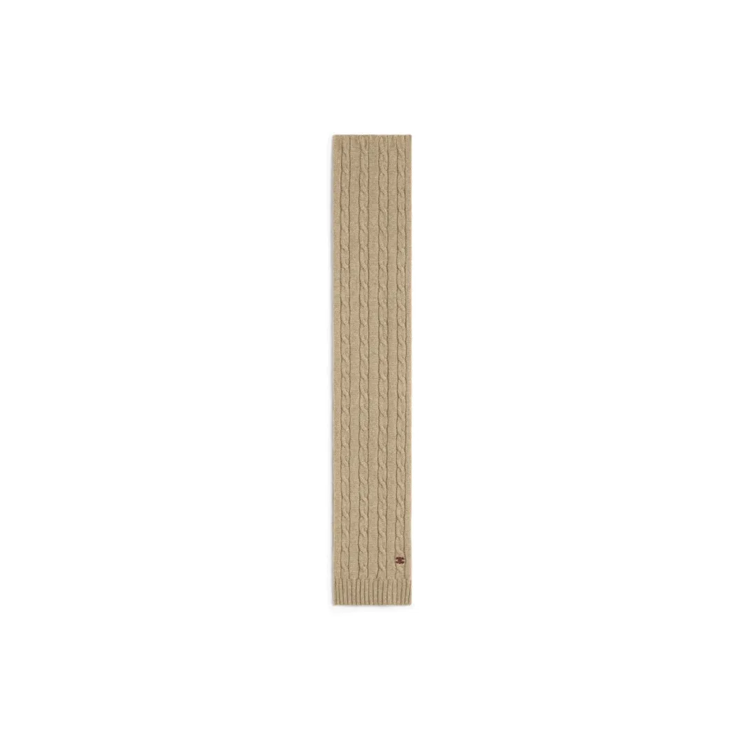 CELINE Cable-knit Triomphe Scarf In Cashmere