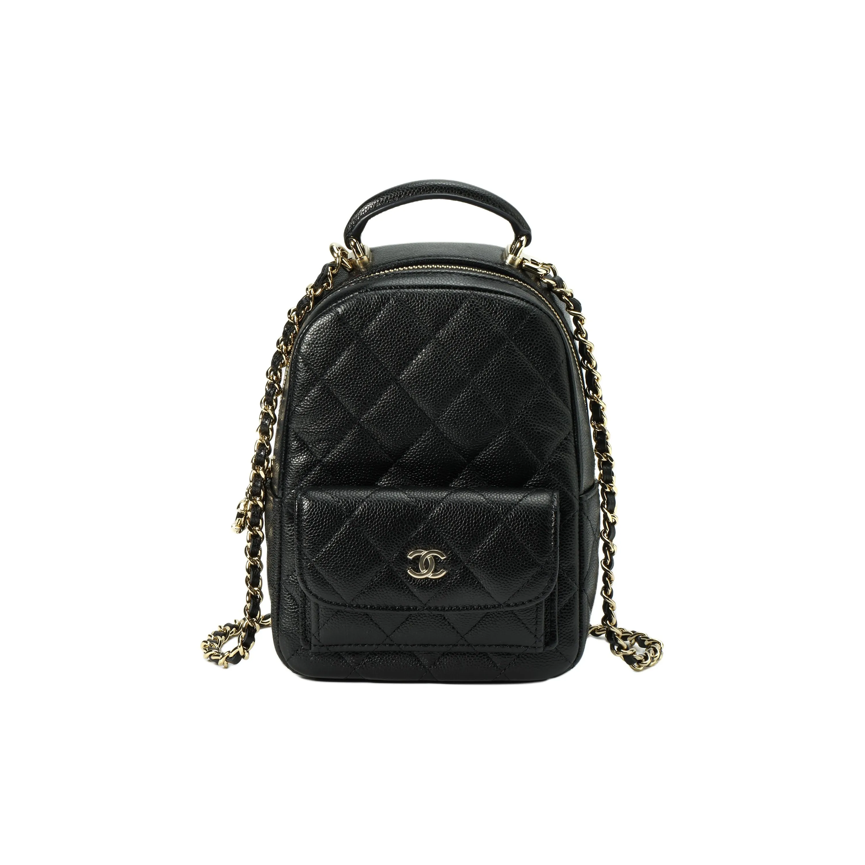 CHANEL Grained Cow Leather Backpack Mini Women's Black