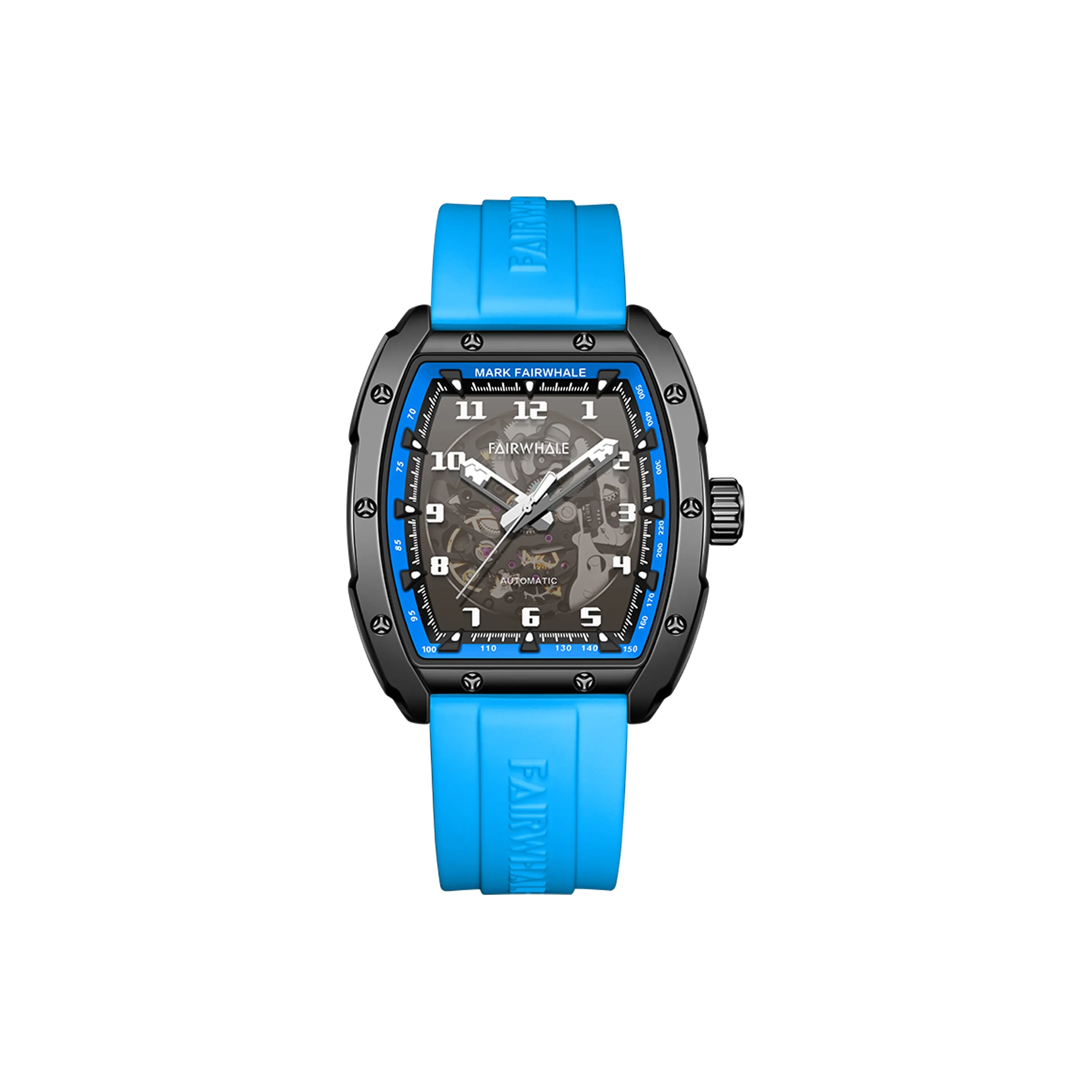 FAIRWHALE Автоматический Механический Механизм Силиконовый Ремешок Часы Мужские Черный Циферблат