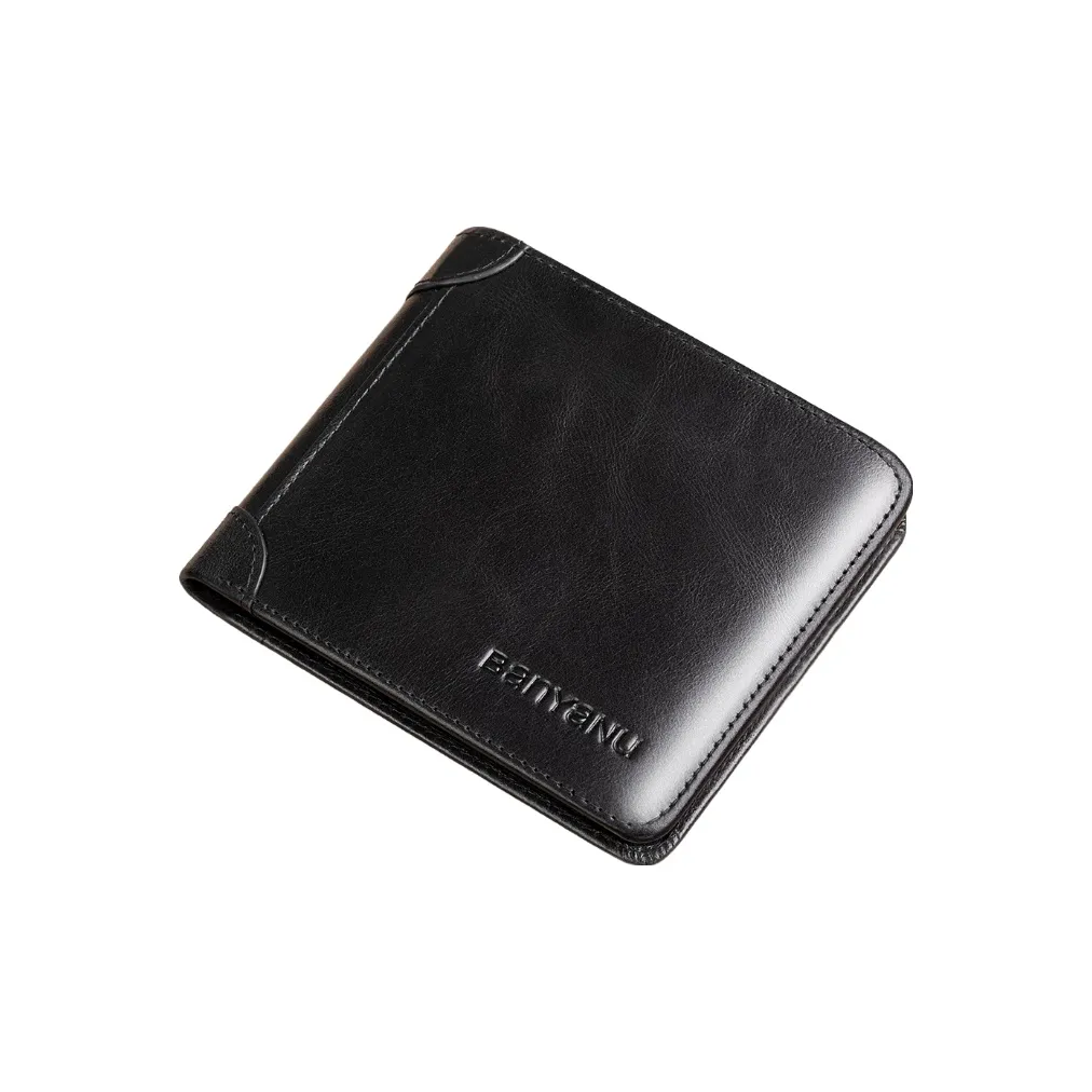 Banyanu Vintage Top Grain Cow Leather Coin Purse Card Holder Wallet Men's