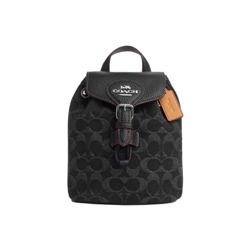 COACH Amelia Canvas With Cow Leather Backpack Trumpets Women's Black