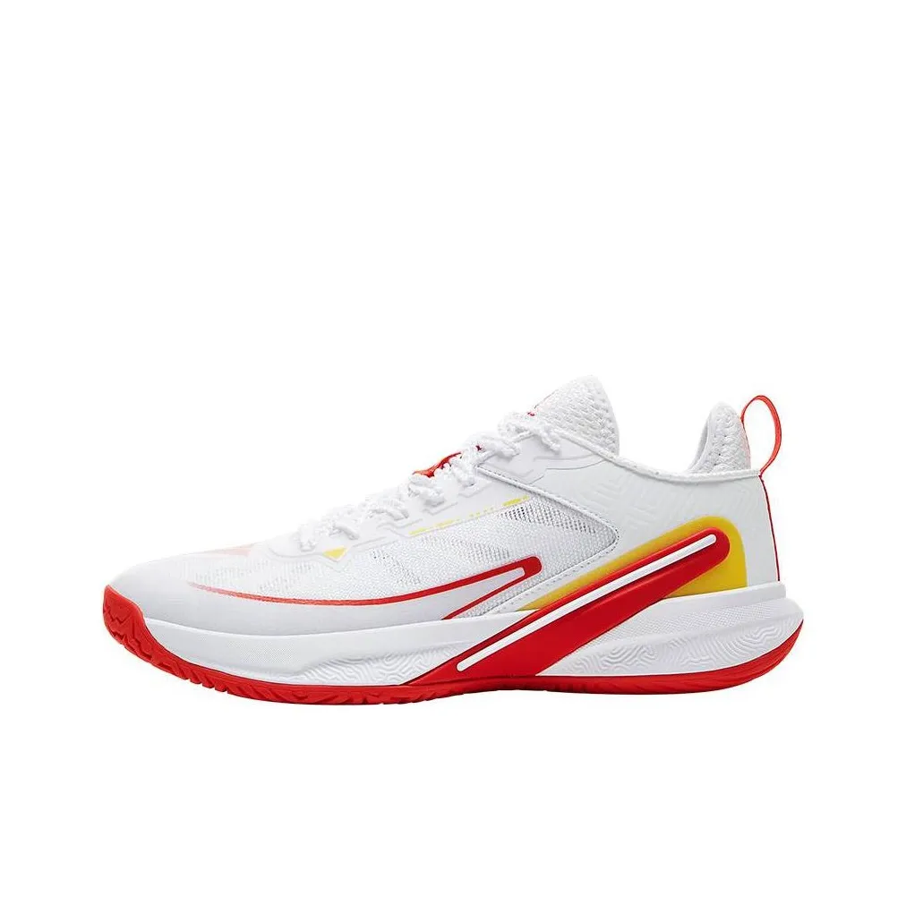 PEAK Taichi Volleyball Shoes Cushioning, Wear Resistant Low Top Training Shoes Men's White Red