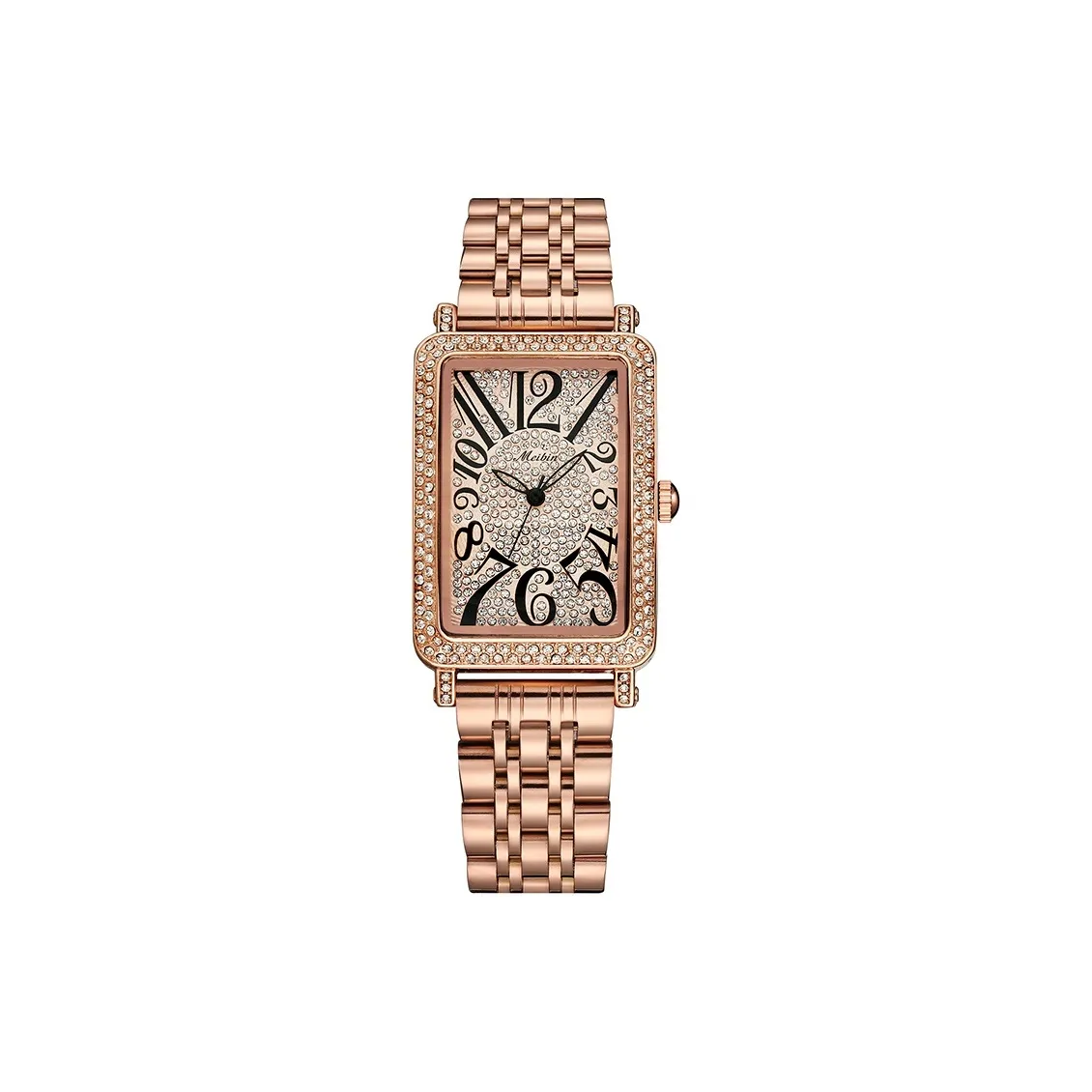 Meibin Кварцевый механизм нержавеющая сталь ремешок часы женский циферблат золото