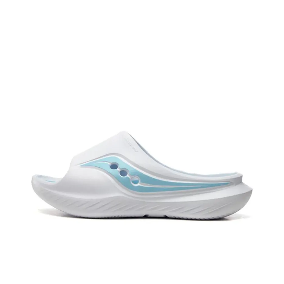 Saucony Cradle Slip Resistant Abrasion Resistant Slide Slippers Unisex White Light Blue