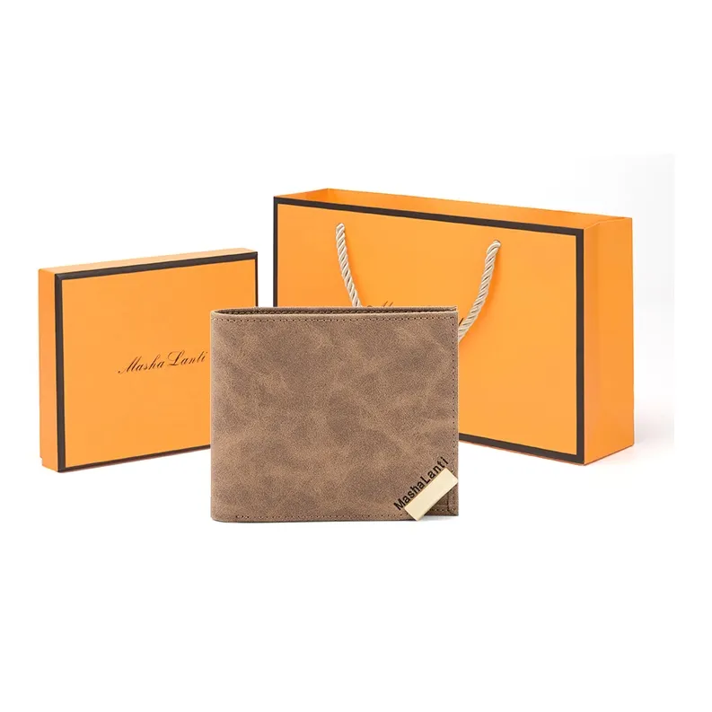 MashaLanti Microfiber Synthetic Leather Money Clip Card Holder Wallet Regular Men's Coffee