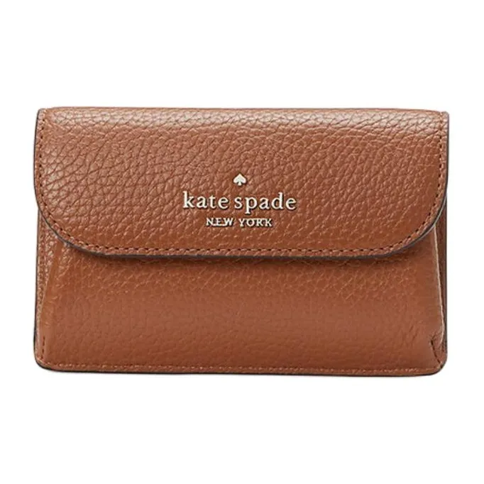 Kate Spade Litchi Grain Leather Card Holder Small Size Women's Gingerbread Brown