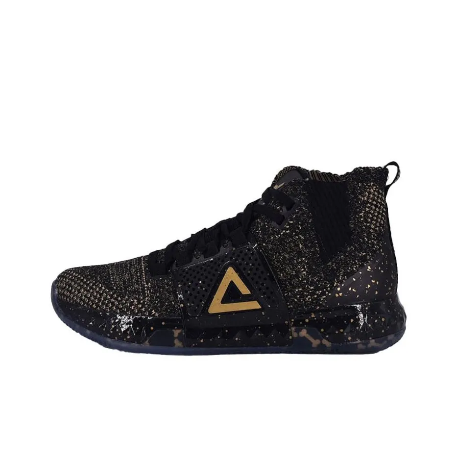 PEAK Howard 3 Амортизаторы Slip-resistant и устойчивые к истиранию Высокие баскетбольные кроссовки для мужчин Черный Золото