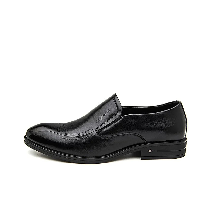 GZZ Casual Leather Shoes Men's Low Top Black