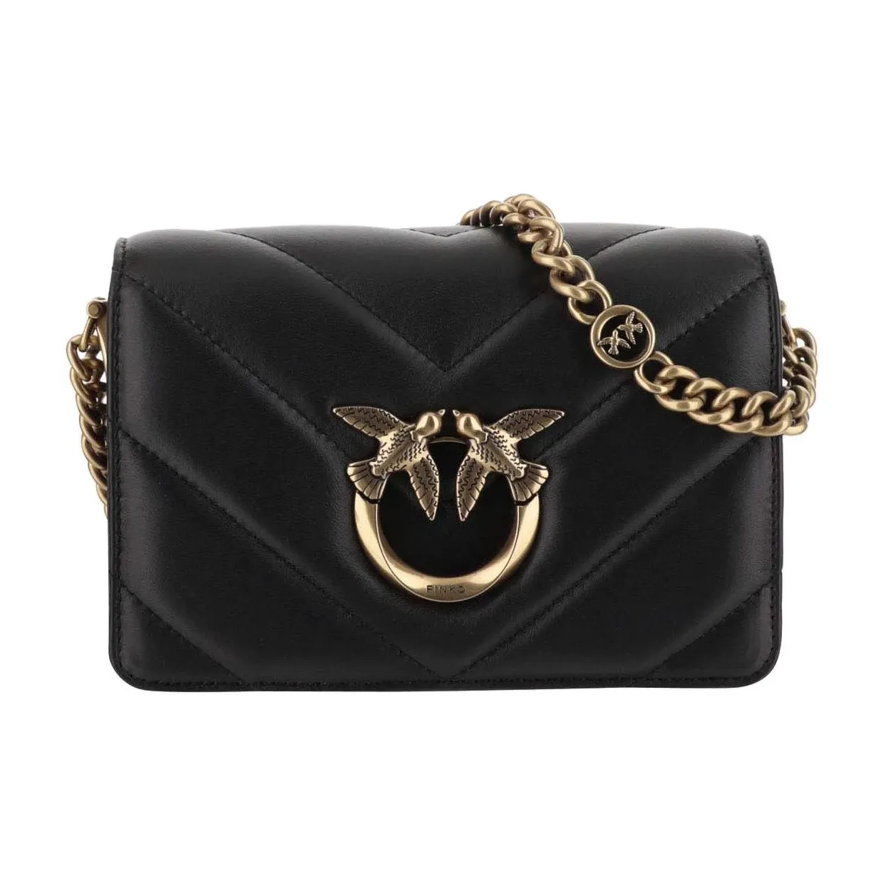 PINKO Телячья кожа Сумка через плечо Сумка на плечо Женская Черная