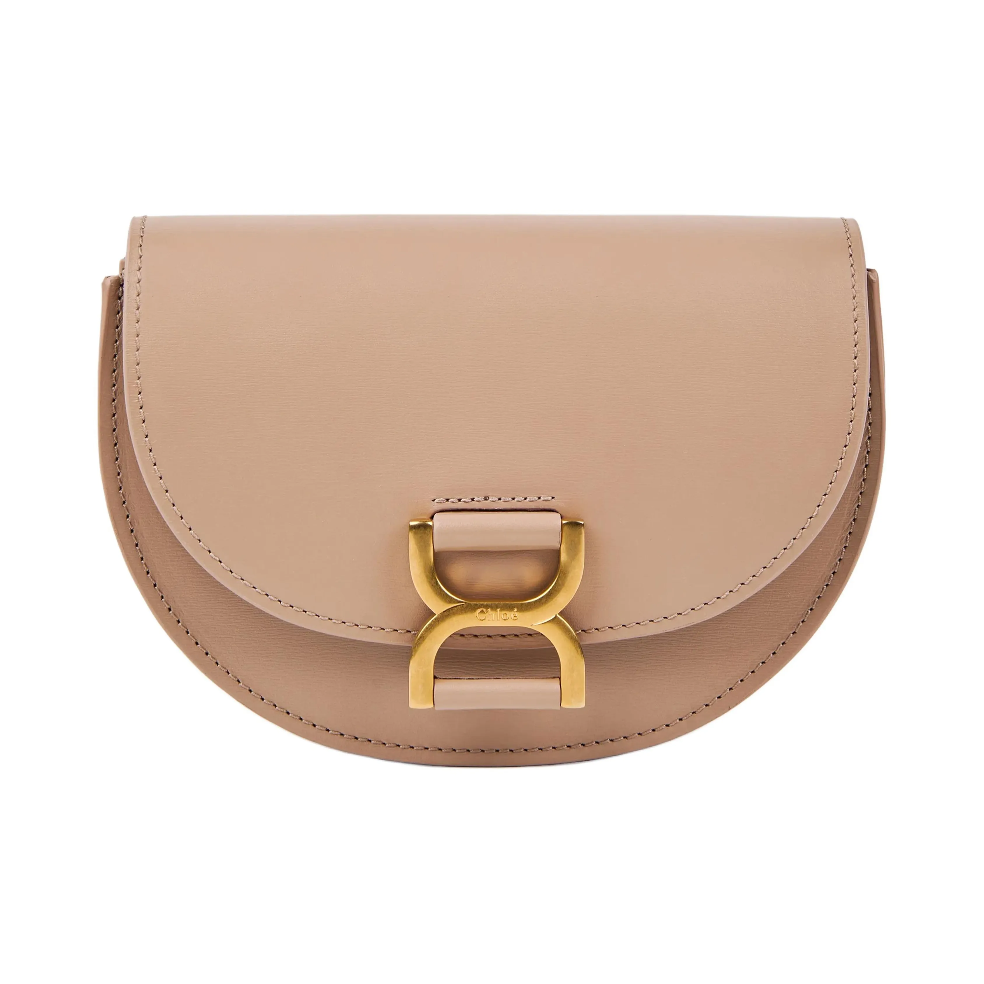 Chloe Marcie Smooth Calf Leather Flap Bag, Crossbody Bag, Shoulder Bag Mini Women's Beige Pink