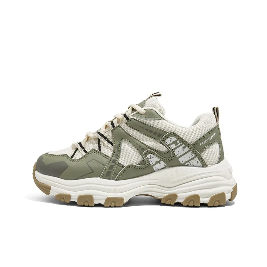 RENBEN Противоскользящие Аbrasion-resistant Низкий Топ Кроссовки с Толстой Подошвой Женские Зеленые