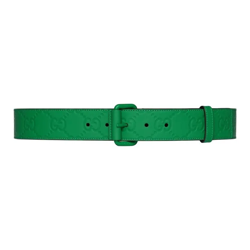 GUCCI Leather Belts Men's Green Width 4CM