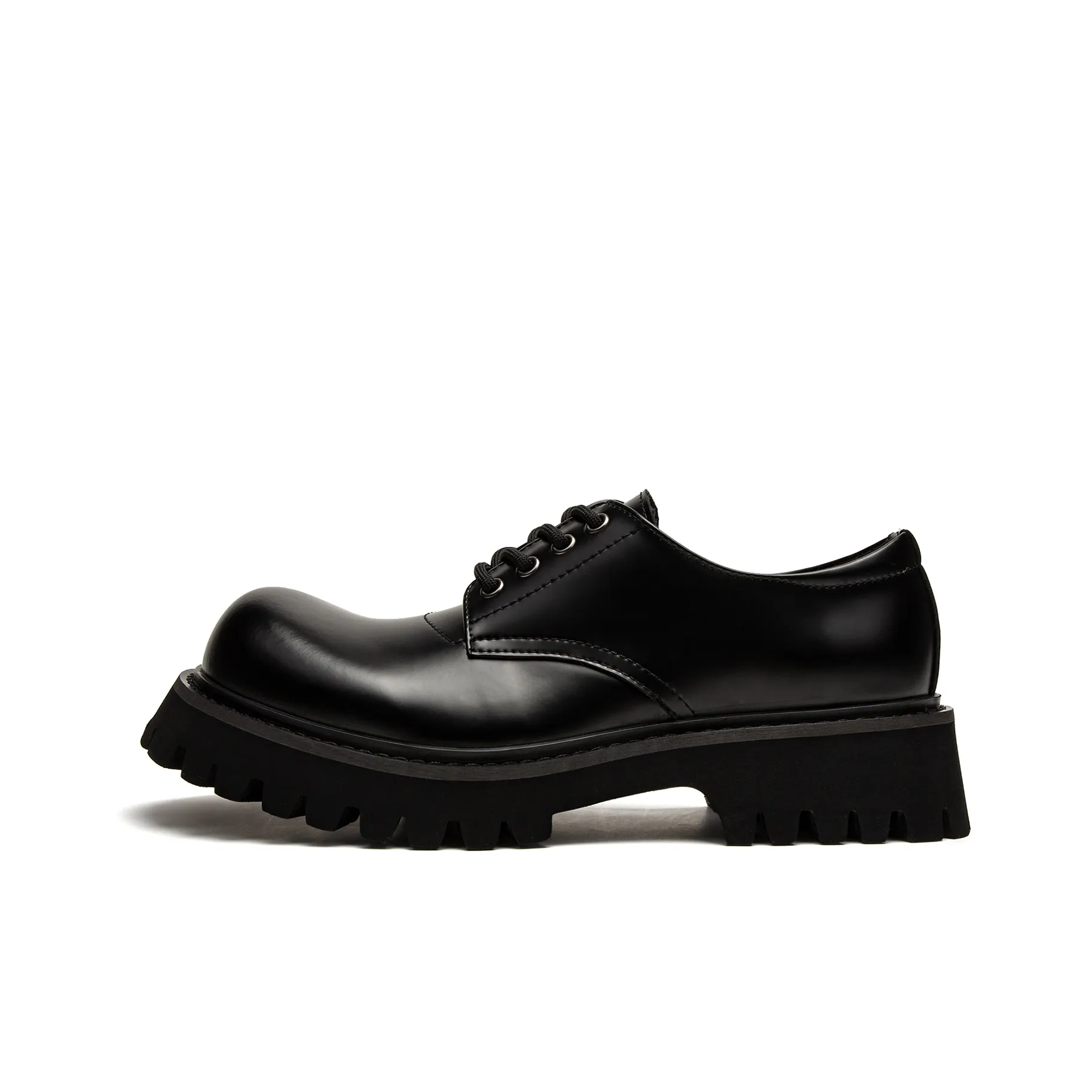 Youthloser Shiny Derby Casual Shoes Unisex Bright Black