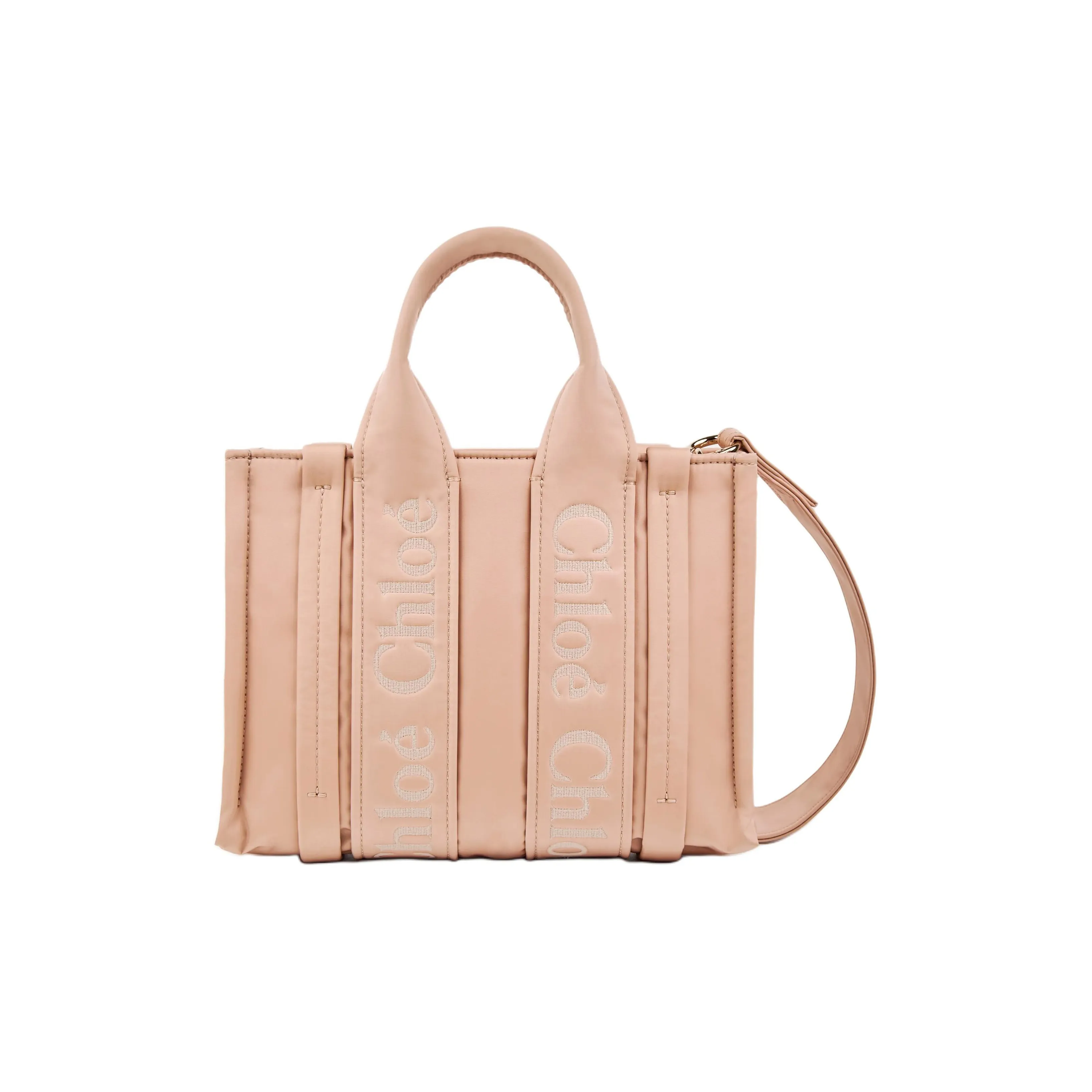 Chloe Woody Nylon With Nylon Tote Bag, Shopping Bag, Shoulder Bag, Crossbody Bag, Handbag Trumpets Women's Rose