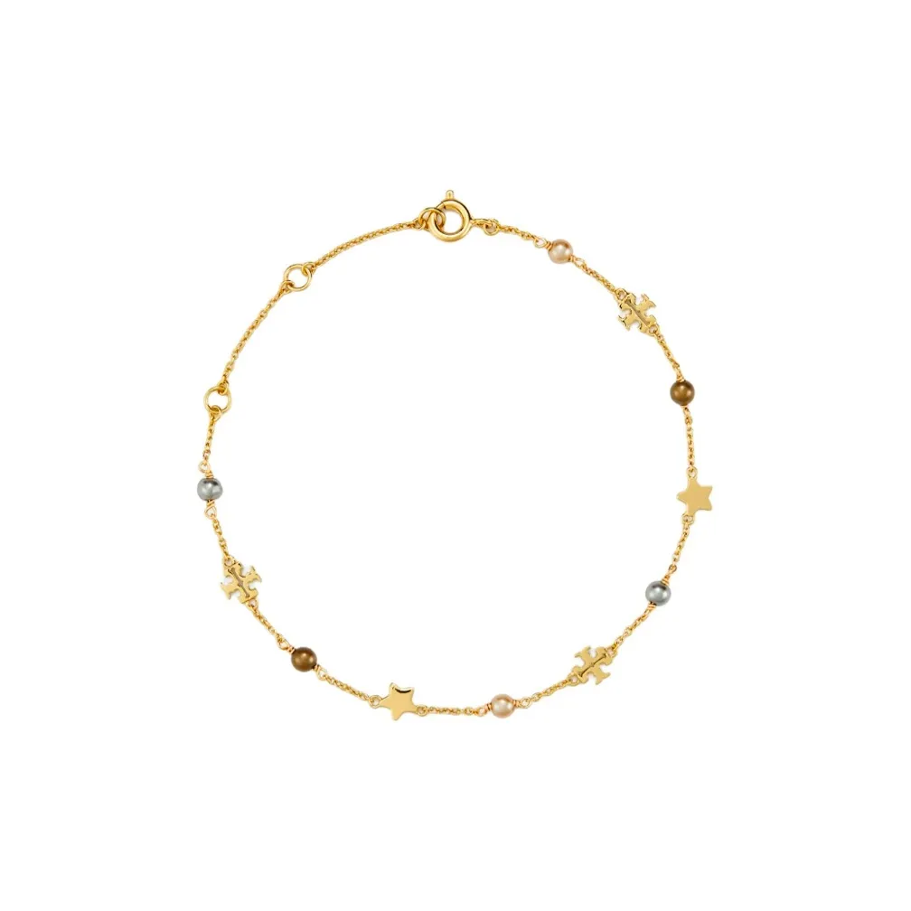 TORY BURCH Brass Glass Pearl Bracelets Women's Gold