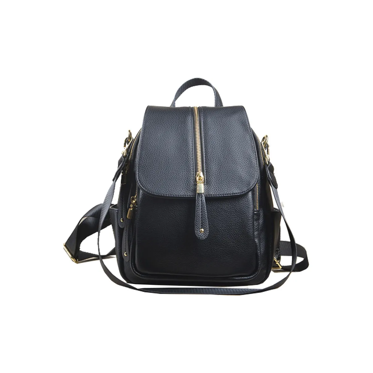 VANDEE Cow Leather Backpack Medium Size Women's Black