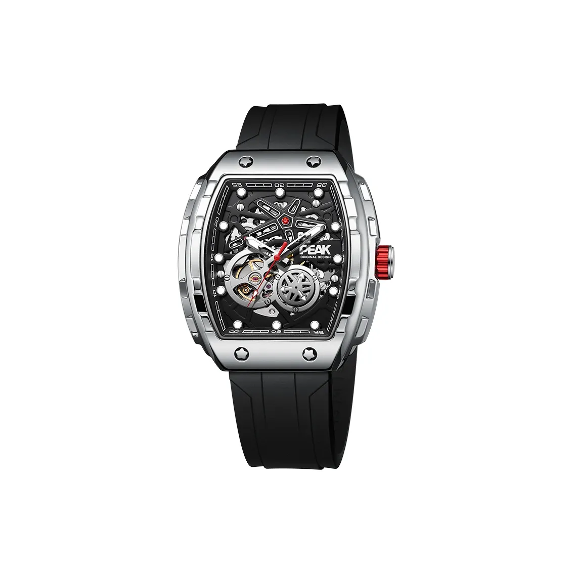 PEAK Race Collection Wrist Watch Mechanical Movement Silicone Strap Watch Men's Watches Cut Out Dial