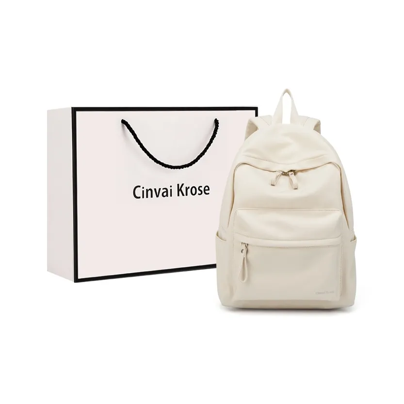 CinvaiKrose Холст Путешественный Рюкзак Большой Женский Экрю Черный