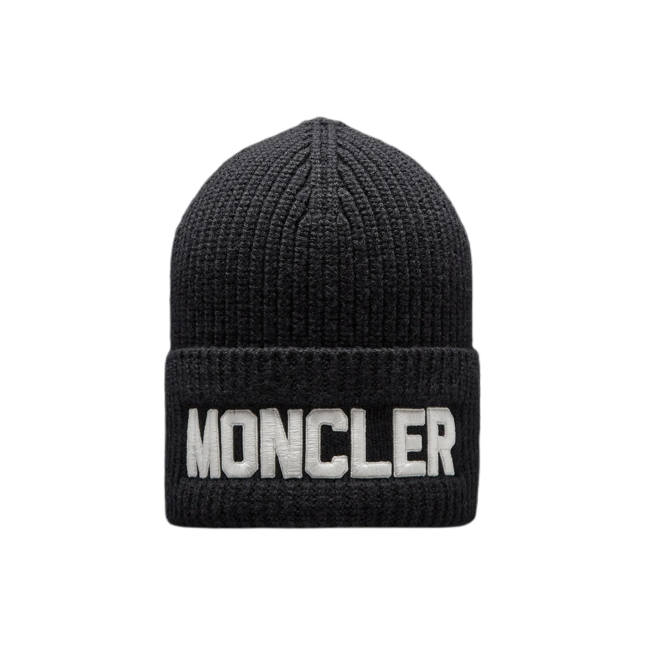 Moncler Merino Wool Polyester Beanies Unisex Black