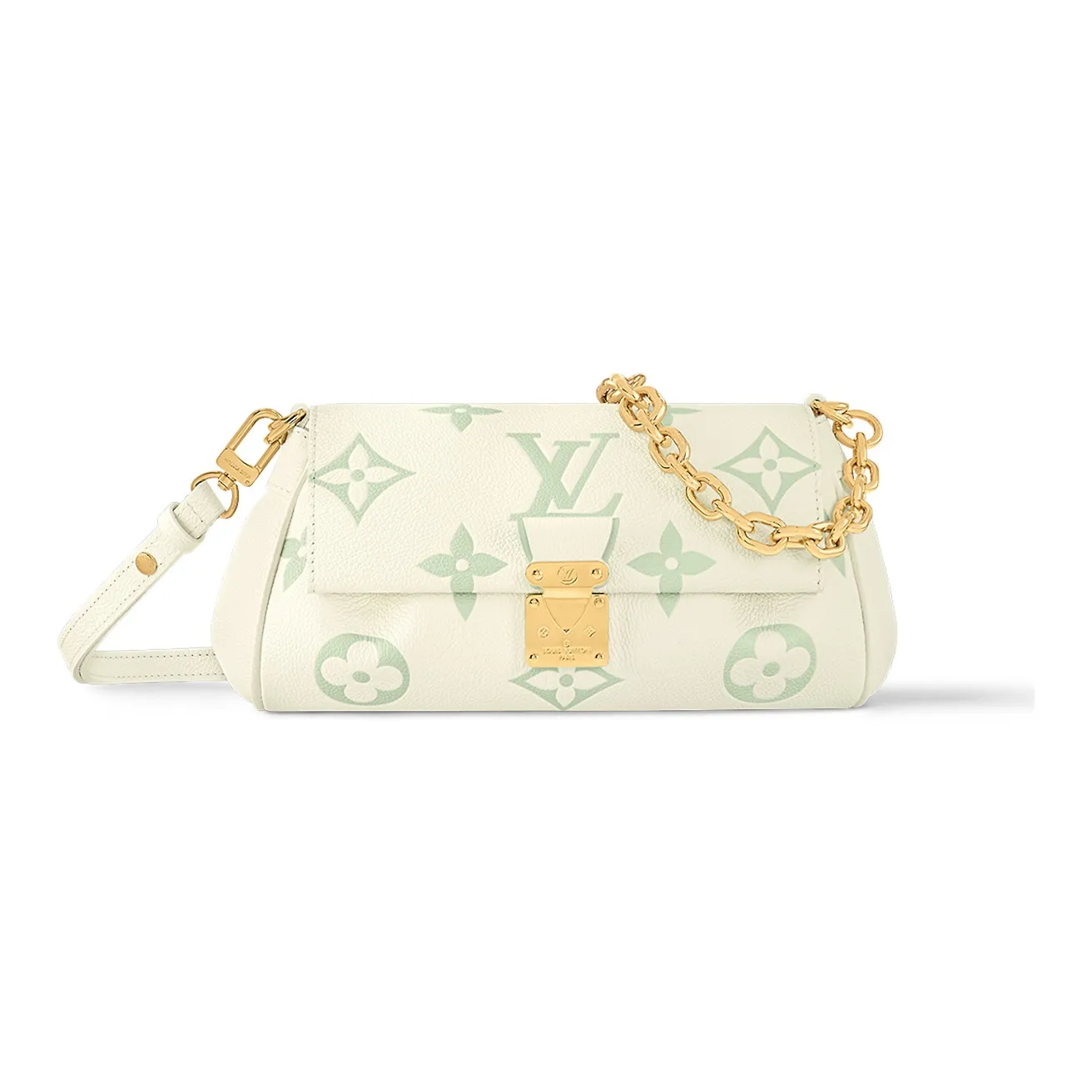 LOUIS VUITTON Favorite Embossed Cow Leather Dumpling Bag, Crossbody Bag, Shoulder Bag Women's Cream White & Green