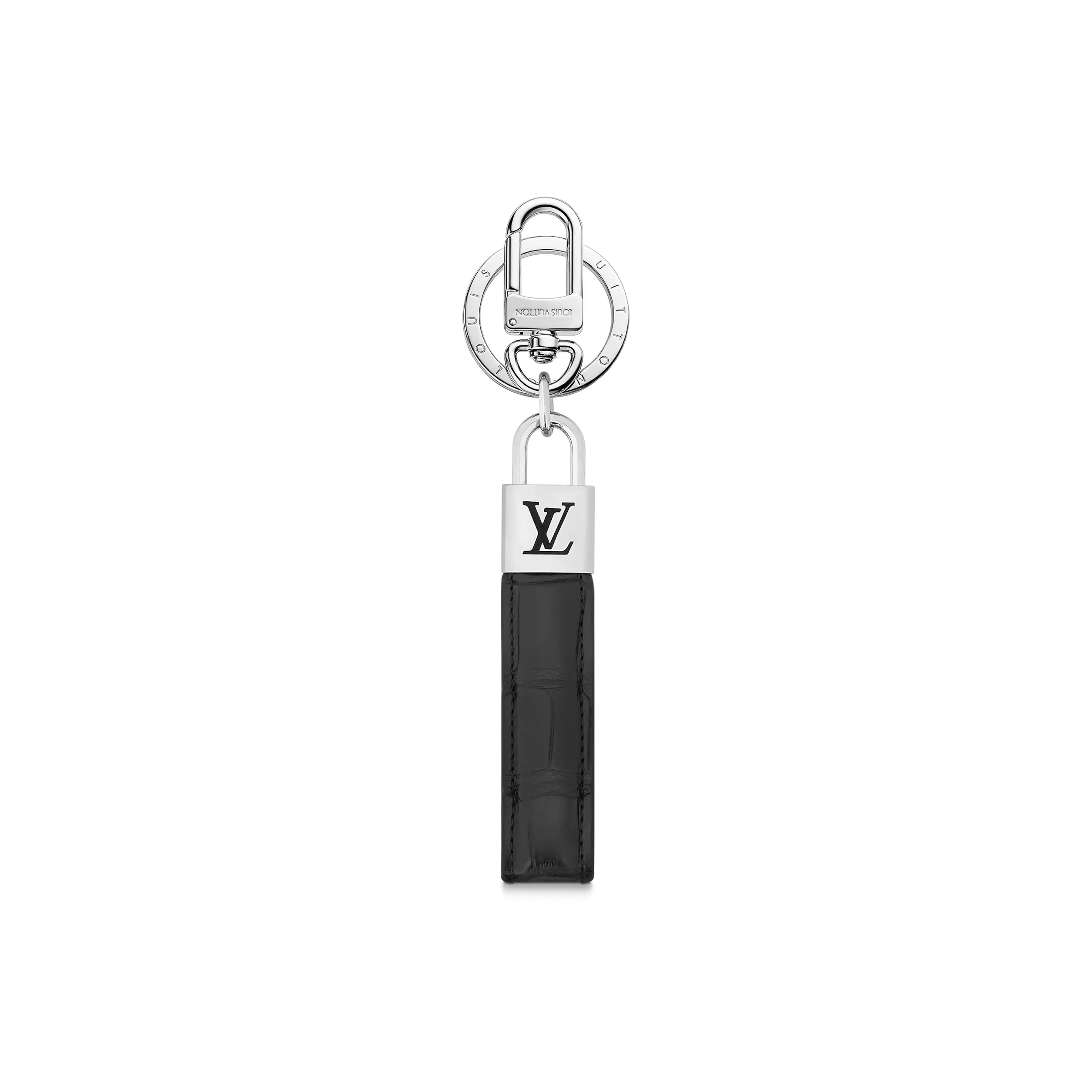 LOUIS VUITTON Crocodile Leather Keychain Bag Accessory Men's Black