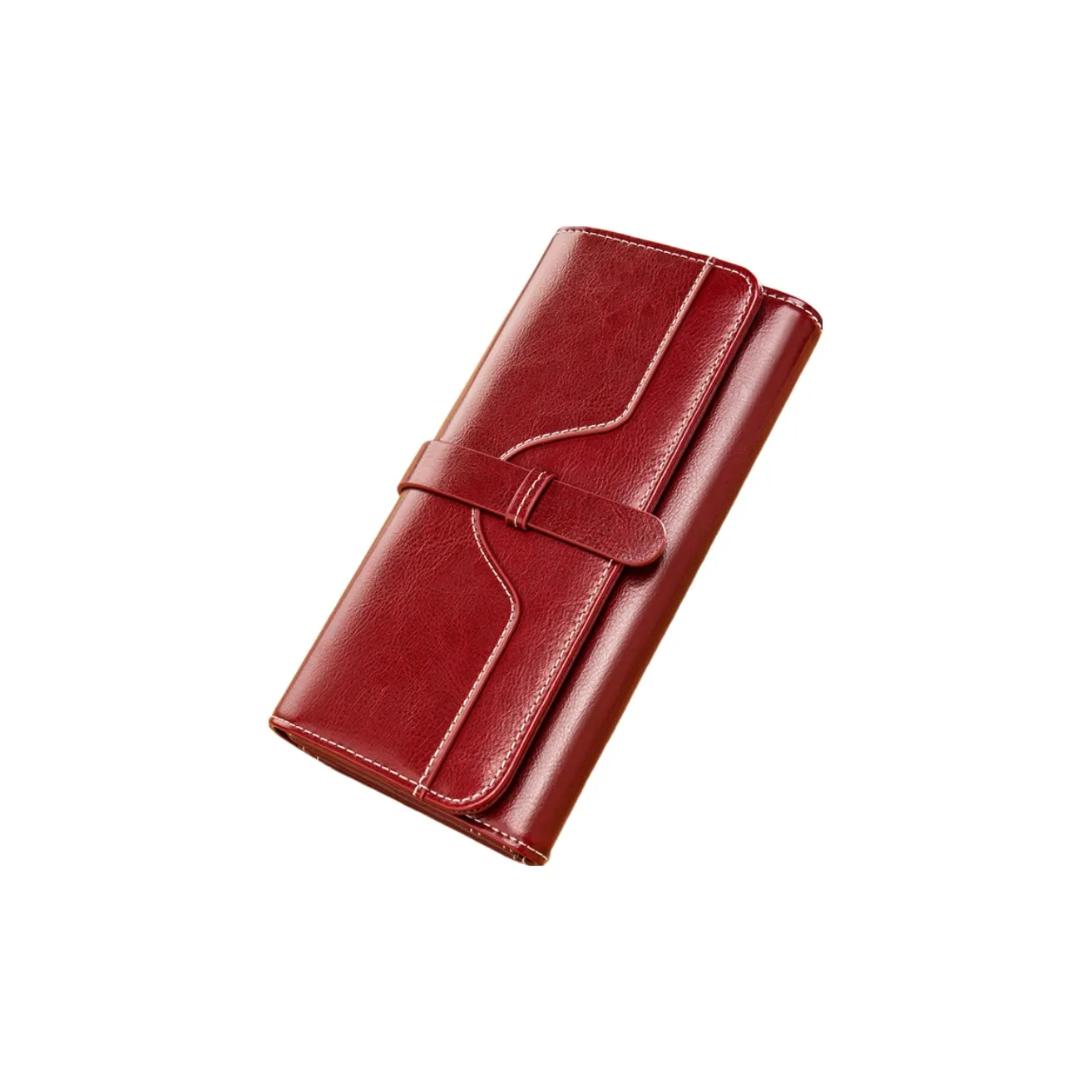 Banyanu Cow Leather Wallet Medium Size Women's Burgundy/Black/Peacock Blue/Antique Yellow