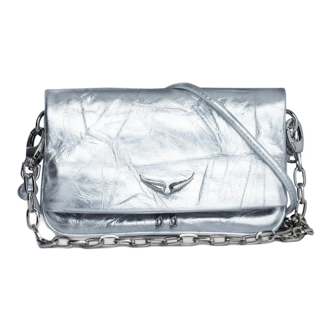 Zadig & Voltaire Rock Nano Logo Plaque Metallic Mini Shoulder Bag