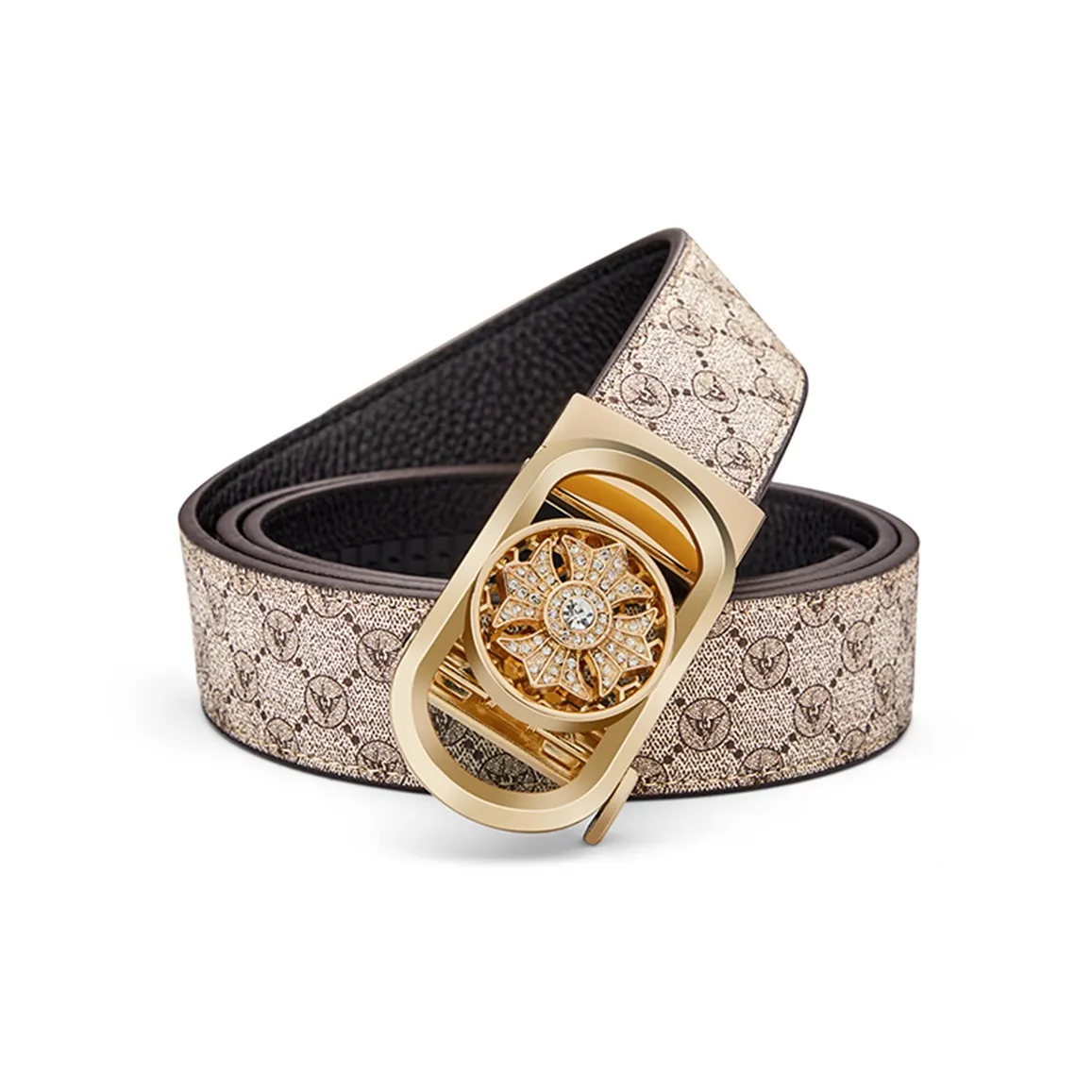 WilliamPOLO ПВХ Кожаные Ремни Мужские Золотые Ширина 3,5 см