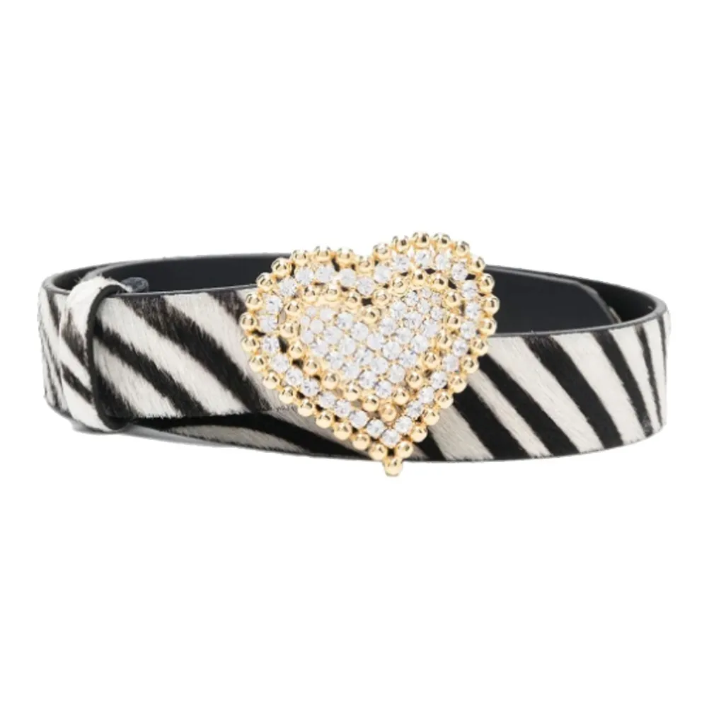 Alessandra Rich Heart Embellished Buckle Belt