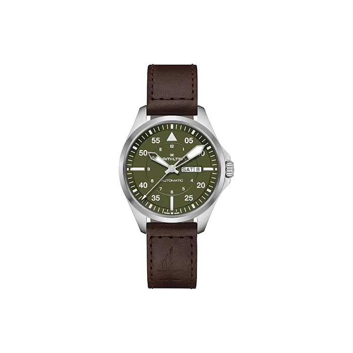 HAMILTON Automatic Mechanical Movement Men's Watches Watch 42 Green Dial Stainless Steel Watch Case Leather Watch Bands