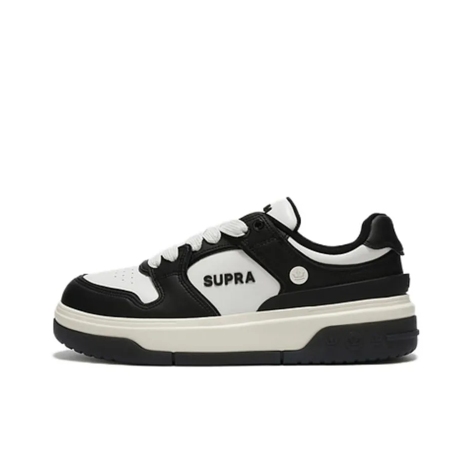 SUPRA 23FW Cushioning, Wear Resistant Low Top Skateboard Shoes Unisex Black White